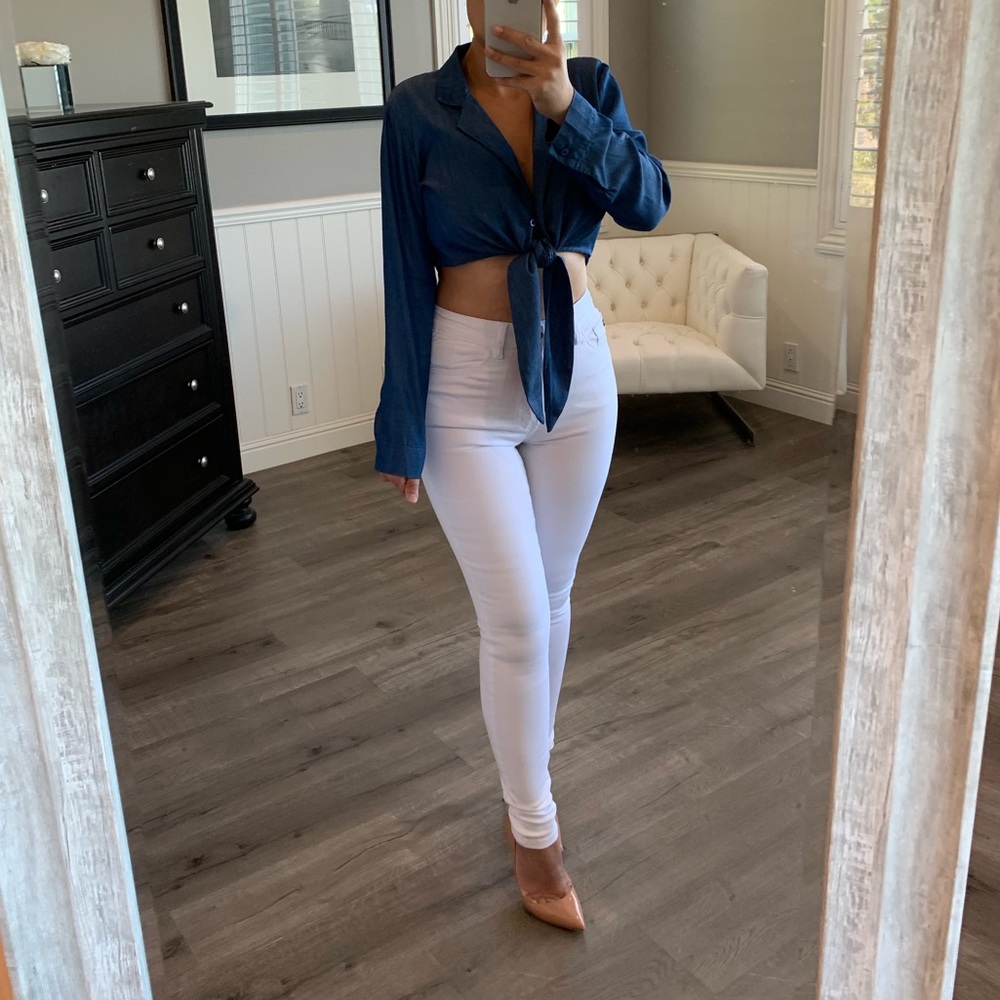 Chambray Tie Top - Picture 2 of 7